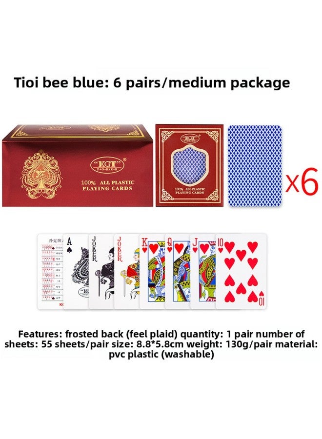 Plastic poker card KGT frosted waterproof anti-folding high quality PVC adult thickened bridge card 6 pairs of Texas Poker